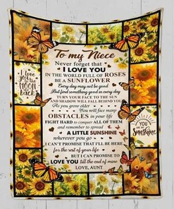 Personalized Sunflower Fleece Blanket for Niece - Perfect Gift from Aunt to Niece