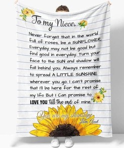 Personalized Sunflower Niece Blanket from Aunt - Heartfelt Gift for Niece on Special Occasions