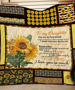 Personalized Sunflower Quilt Blanket for Best Friends - Delightful and Heartwarming Gift from Mom to Daughter