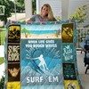 Personalized Surfing Lover Quilt Blanket for Birthday Christmas Thanksgiving