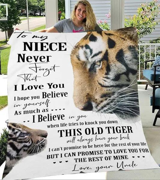Personalized Tiger Quilt Bedding Set for Niece, Perfect Gift from Uncle