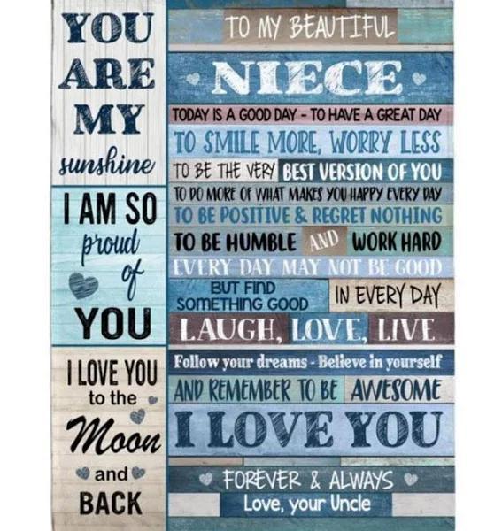 Personalized To My Beautiful Niece Smile More Worry Less Laugh Love Live Believe Yourself Quilt Bedding Set