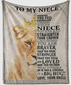 Personalized To My Niece Lion Fleece Blanket From Uncle You Are Loved More Than You Know Great For Birthday