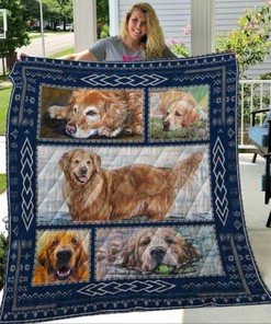 Pets Dog Golden Retrieve Quilt Bedding Set for Animal Lovers