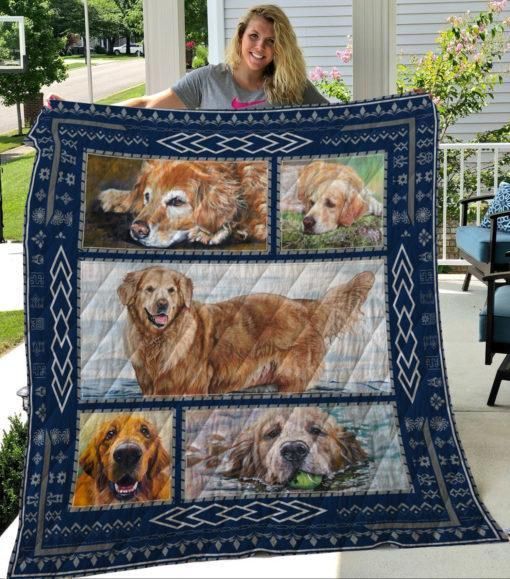 Pets Dog Golden Retrieve Quilt Bedding Set for Animal Lovers