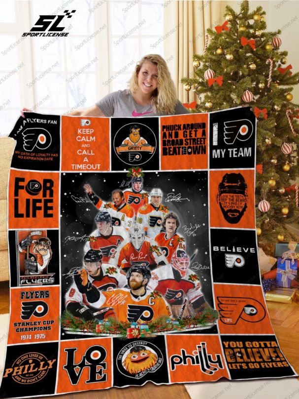 Philadelphia Flyers For Life Christmas Quilt Blanket