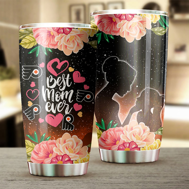 Philadelphia Flyers NHL Tumbler - Best Mom Ever Cool Flower Tumbler with Sports Design - G Fanatics - Image 2
