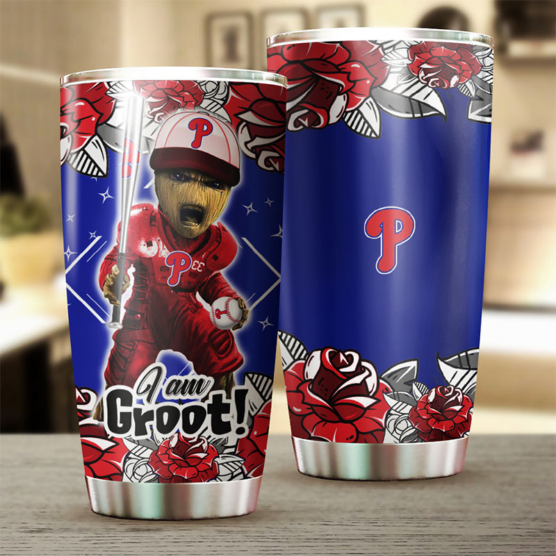 Philadelphia Phillies I Am Groot MLB Tumbler for Marvel and MLB Fans - Image 2