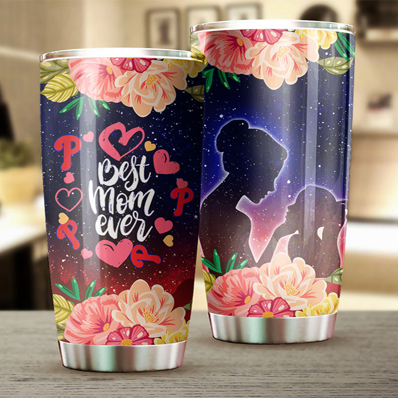 Philadelphia Phillies MLB Tumbler for Best Mom Ever with Cool Flower Design and MLB Logo - Image 2