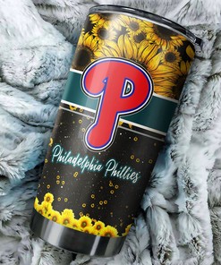 Philadelphia Phillies MLB Tumbler with Beautiful Sunflower Design