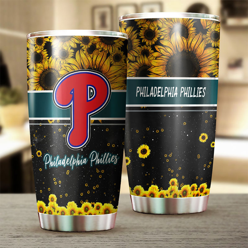 Philadelphia Phillies MLB Tumbler with Beautiful Sunflower Design - Image 2
