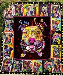 Pitbull Smile Quilt Blanket Bed Set Twin R211