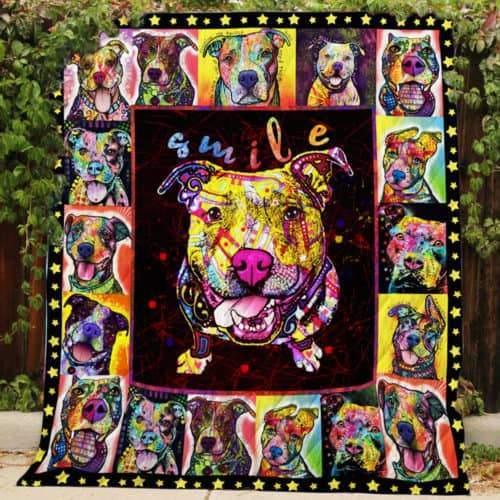Pitbull Smile Quilt Blanket Bed Set Twin R211