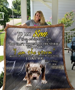 Pitbull To My Son Pitbull From Dad I Love You Forever And Always Personalized Quilt Blanket with Personalization