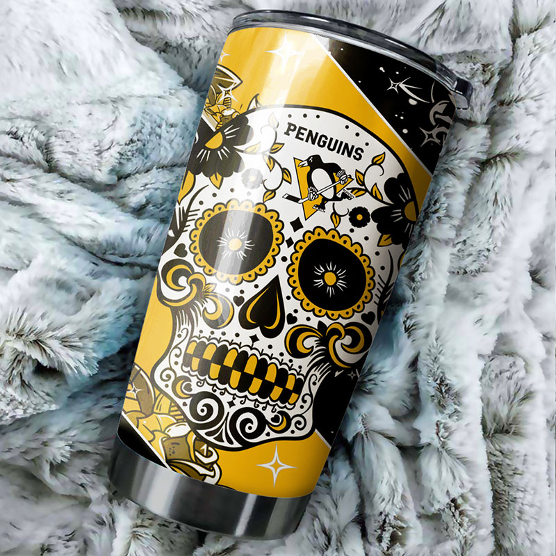Pittsburgh Penguins NHL Tumbler: Skull Design Tumbler for NHL Fans, Perfect for Game Days - Image 2