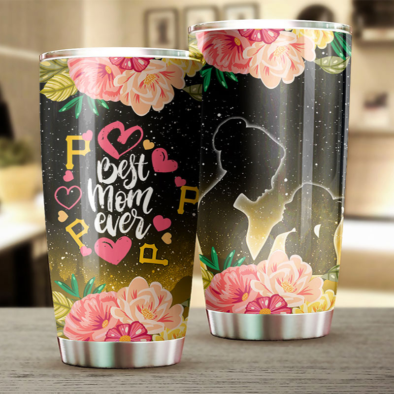 Pittsburgh Pirates MLB Tumbler - Best Mom Ever Cool Flower Design - Image 2