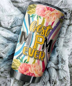 Pittsburgh Pirates MLB Tumbler for Best Mom Ever with Flower Design and MLB Logo