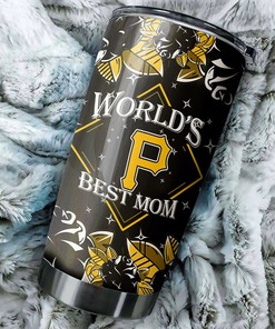 Pittsburgh Pirates MLB Tumbler for World's Best Moms with flower design and MLB logo