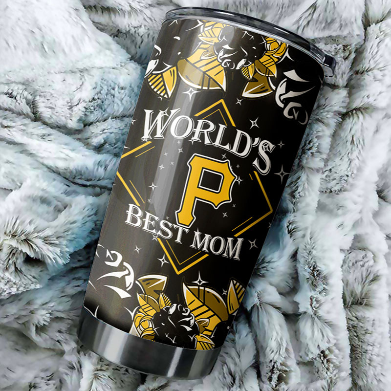 Pittsburgh Pirates MLB Tumbler for World's Best Moms with flower design and MLB logo