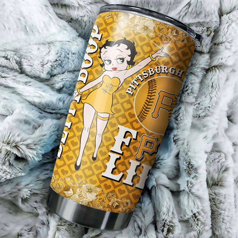 Pittsburgh Pirates MLB Tumbler with Betty Boop Design and MLB Logo