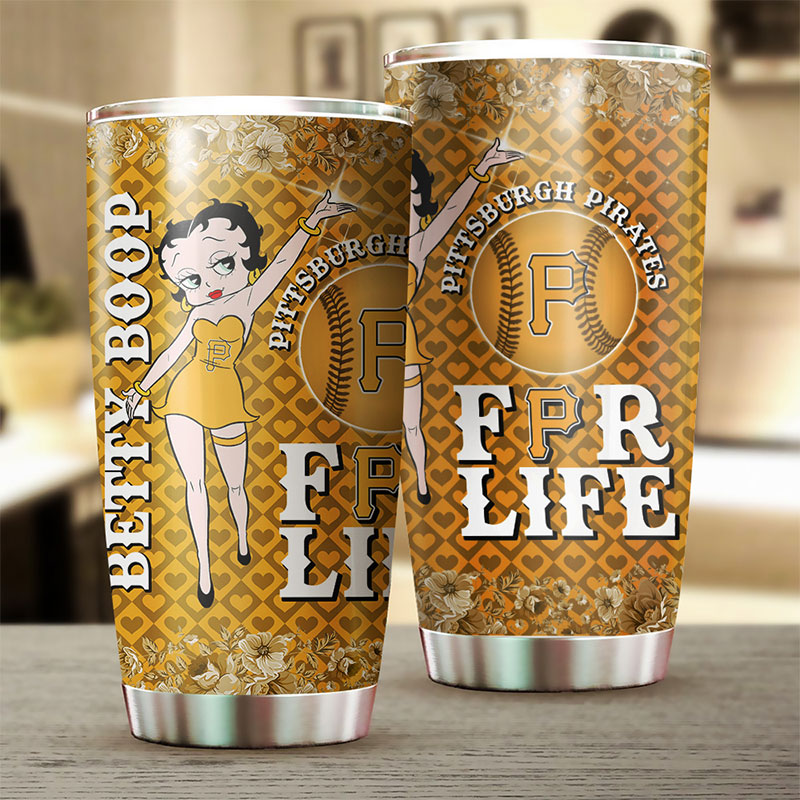 Pittsburgh Pirates MLB Tumbler with Betty Boop Design and MLB Logo - Image 2