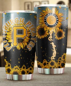Pittsburgh Pirates MLB Tumbler with Sunflower Design and MLB Logo