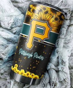 Pittsburgh Pirates MLB Tumbler with beautiful sunflower and MLB logo for devoted fans