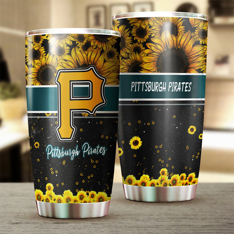 Pittsburgh Pirates MLB Tumbler with beautiful sunflower and MLB logo for devoted fans - Image 2