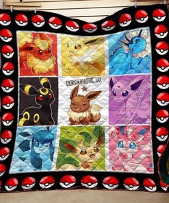 Pokemon Eevee Evolution For Fans Quilt Blanket - Gotta Catch 'em All for Anime Fans