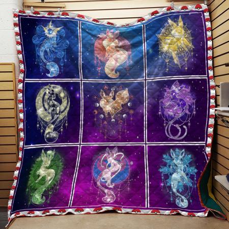 Pokemon Galaxy Quilt Bedding Set with Quilt Blanket, Perfect Gifts for Fans