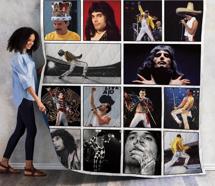Portrait Freddie Mercury Combined Quilt Bedding Set in Vintage Style