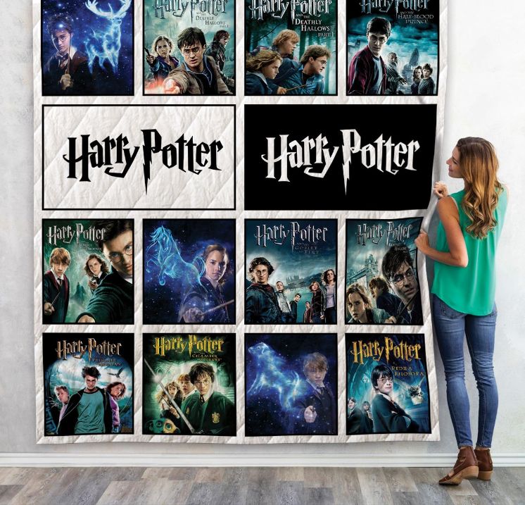 Posters from Harry Potter Movies Printed On a Cozy Quilt Bedding Set