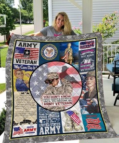 Proud Woman Veteran You Become an Army Veteran Quilt Blanket: Ideal Customized Gift
