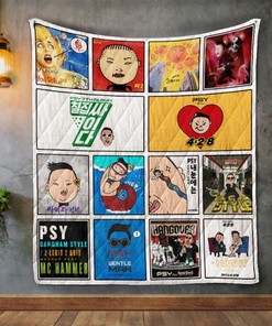 Psy Album Covers Quilt Blanket with Bold Patterns