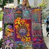 Psychedelic Trippy Mushroom Into the Forest Quilt Bedding Set for Nature Enthusiasts