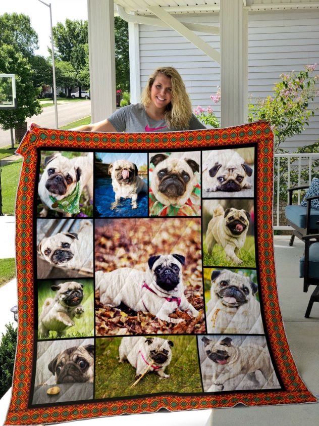 Pug Going Outside Quilt Blanket for Dog Lovers who Enjoy the Outdoors