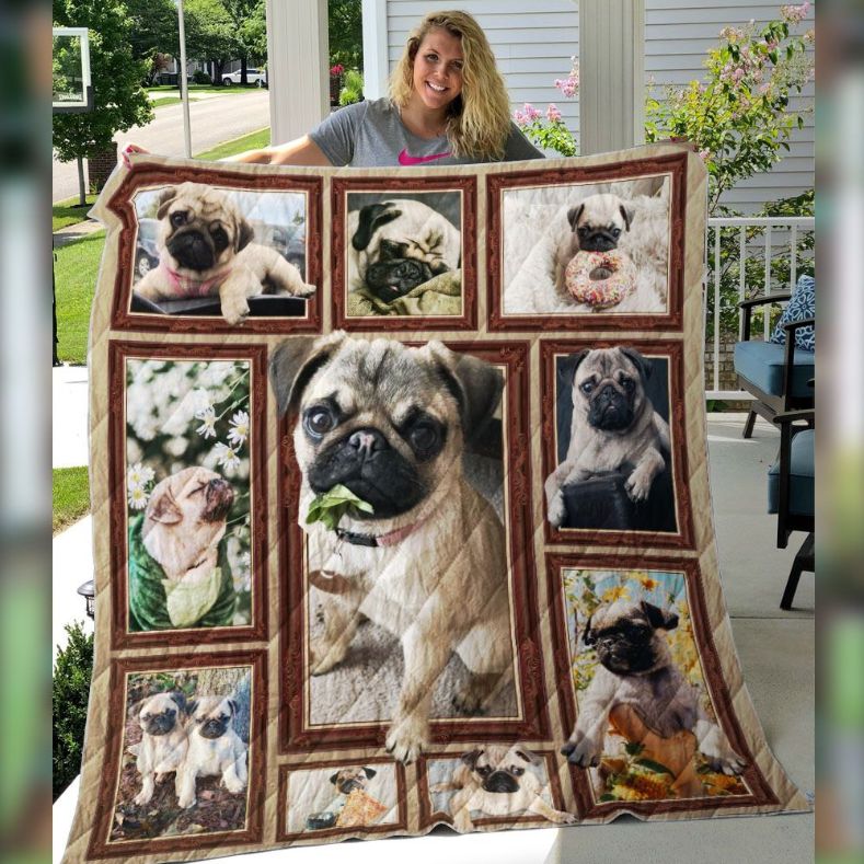 Pug Lover's Picture Collection Quilt Bedding Set for Animal Lovers