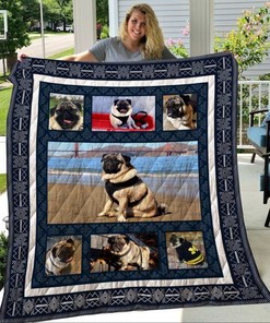 Pug On The Beach Quilt Bedding Set