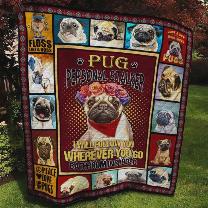 Pug lovers, show off your obsession with this personalized quilt blanket