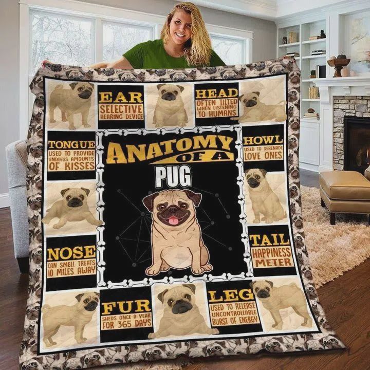 Pug's Fun Way to Smell Treats Quilt Blanket