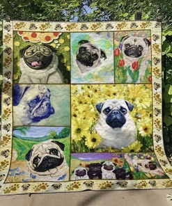Pugs In The Garden Quilt Bedding Set for Animal Lovers