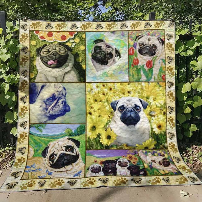 Pugs In The Garden Quilt Bedding Set for Animal Lovers
