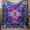 Purple Dragonfly With Purple Pattern Quilt Bedding Set - Great Customized Gift
