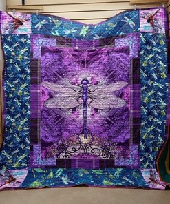 Purple Dragonfly With Purple Pattern Quilt Bedding Set - Great Customized Gift