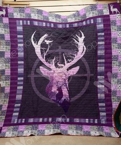 Purple Gradient Hunting Deer Hunting Lo Quilt Blanket for Hunting Lovers