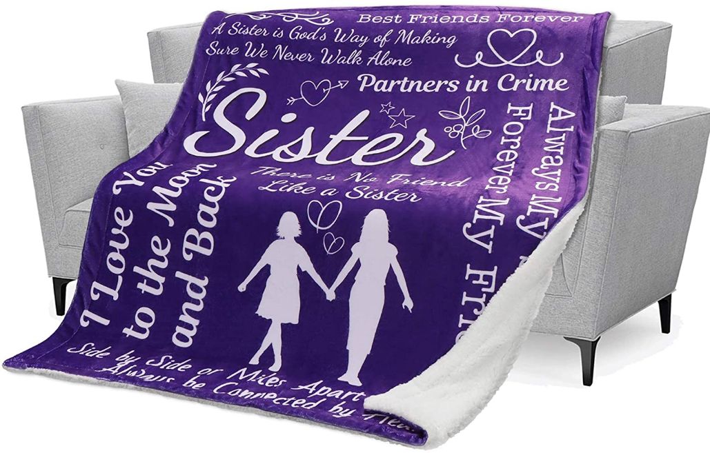 Quilt Bedding Set for Bestie or Family: Best Friends Forever Fleece Blanket for Sister