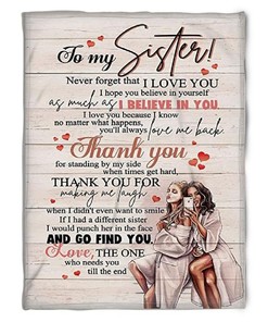 Quilt Bedding Set for Bestie or Family: Thank You for Standing By My Side When Times Get Hard Fleece Blanket