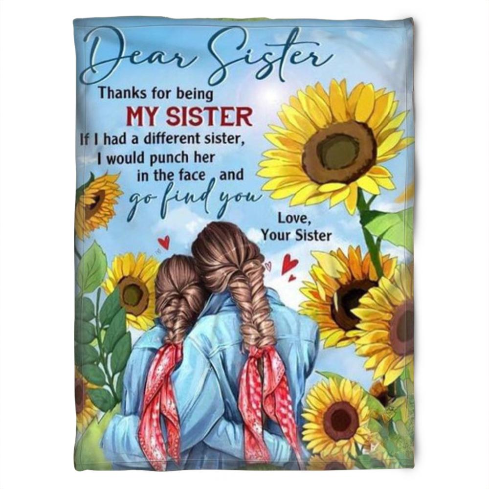 Quilt Bedding Set for Bestie or Family: Thanks for Being My Sister Soft Blanket