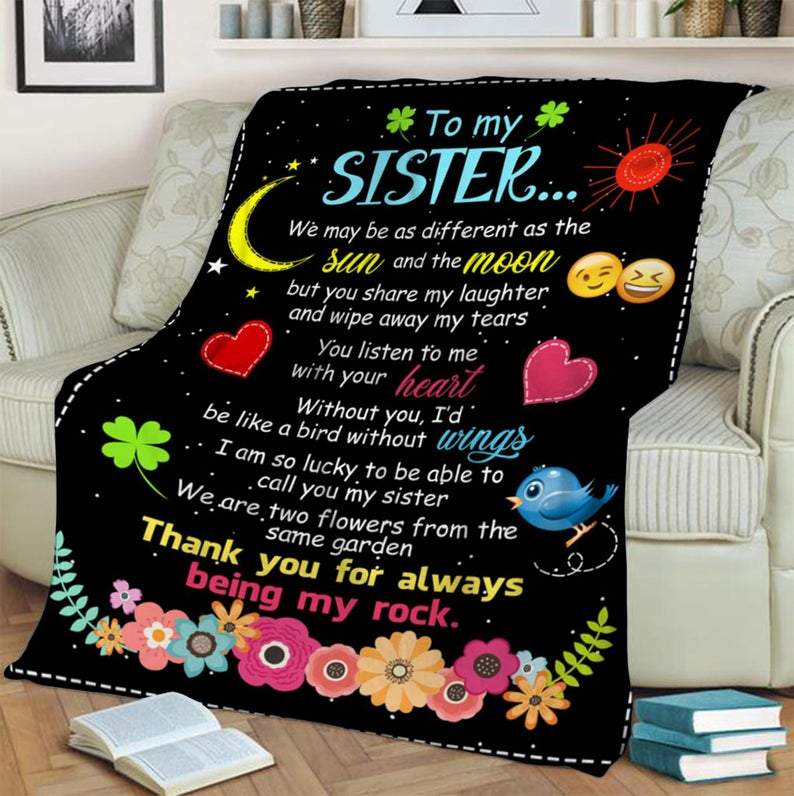 Quilt Bedding Set for Bestie or Family: We may be as Different as the Sun and Moon Fleece Blanket
