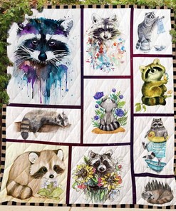 Raccoon Painting Art Quilt Bedding Set with Customized Design